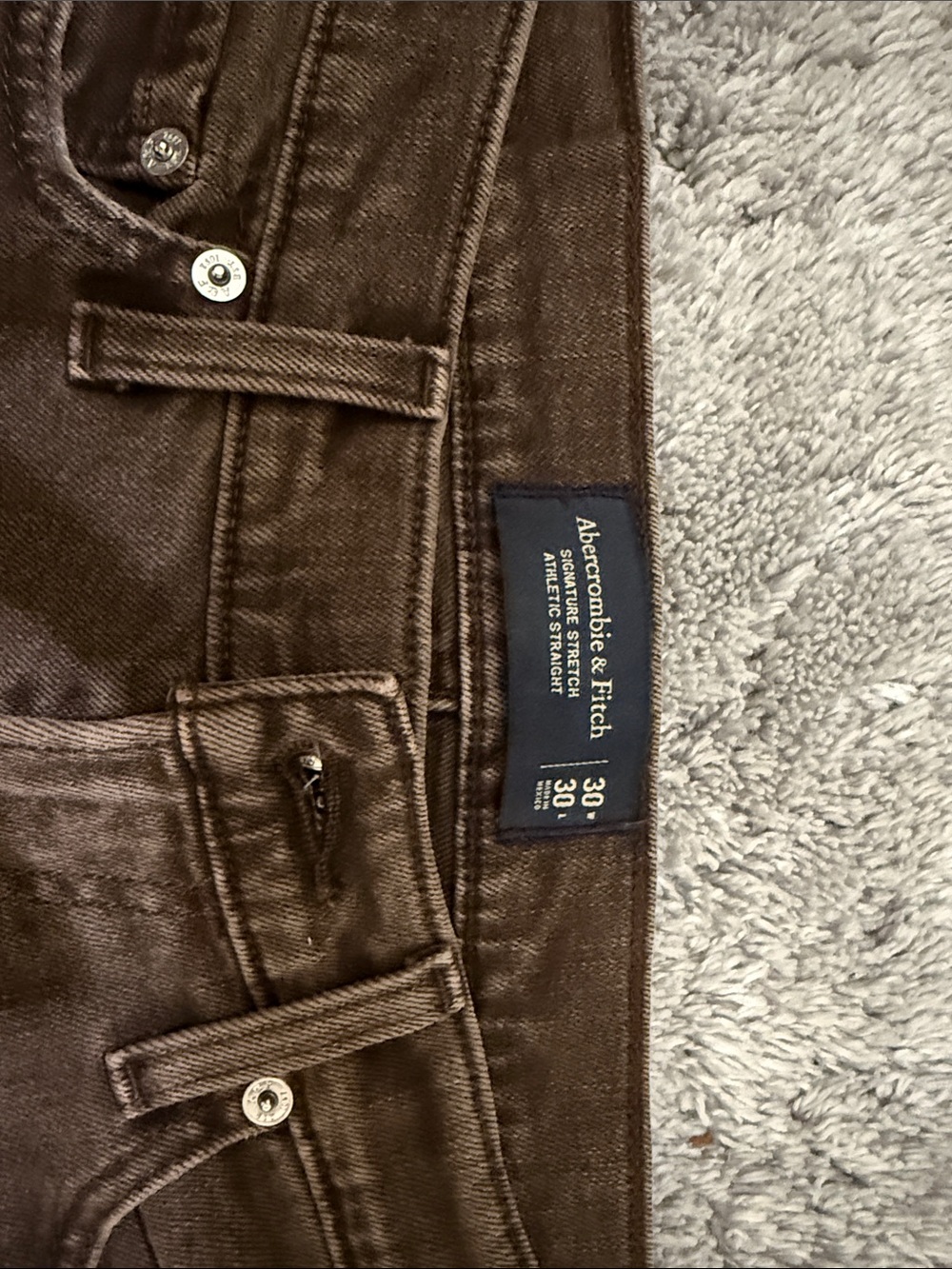 Abercrombie & Fitch Signature Stretch Athletic Straight Jeans Dark Brown 30x30 - Picture 3 of 7